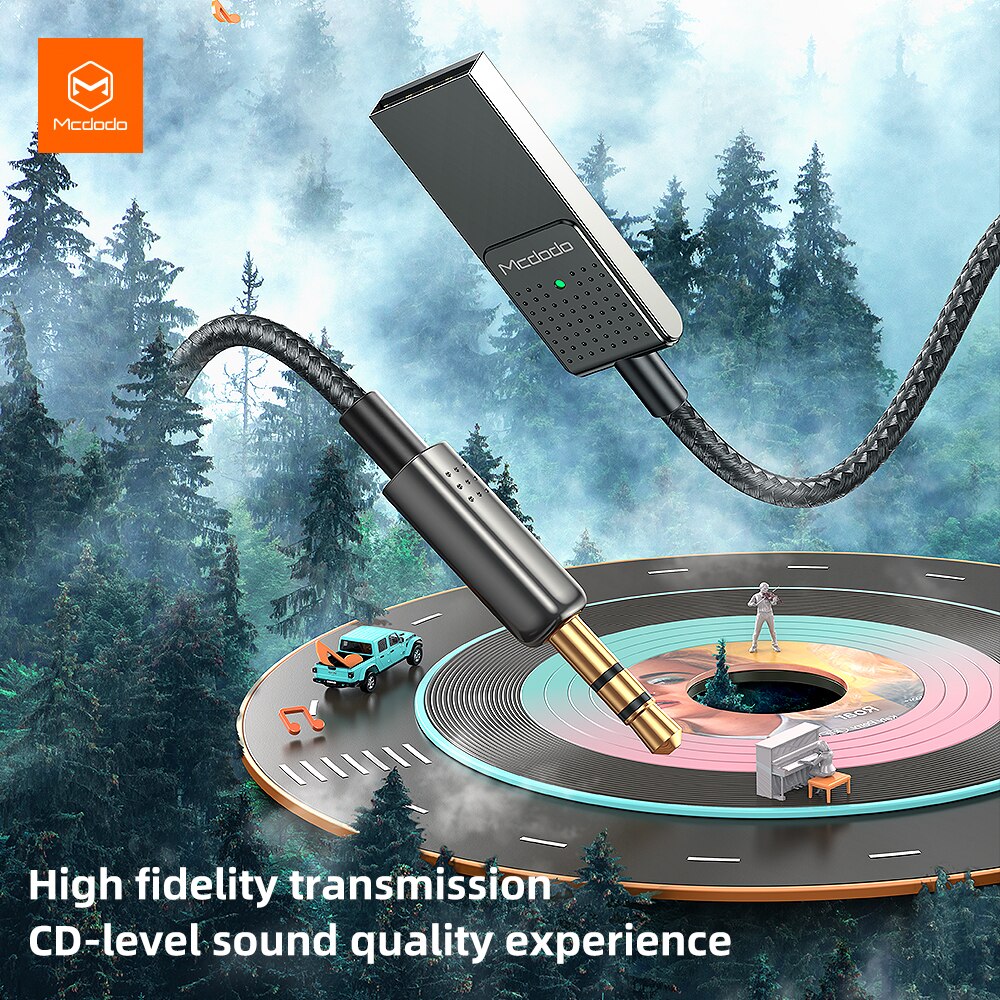 Mcdodo CA-8700 Bluetooth V5.1 Wireless USB Adapter Cable for Car 3.5mm AUX Jack Receiver