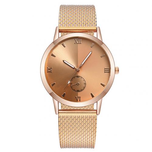 Koppelhorloges voor dames en heren, analoog quartz polshorloge, ronde subwijzerplaat, mesh band, romeinse cijfers, unisex polshorloge: Roségoud