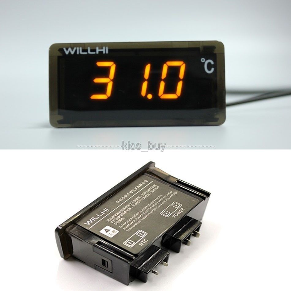 ac 110v 220v -55-125C LED Digital Thermometer Temperature + Sensor for water tanks water heater aquarium refrigerator yellow