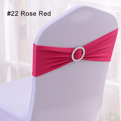 4 Pieces Wedding Spandex Chair Sashes Gold Pink Orange Yellow Chair Sash Bands Bow Wedding Party Birthday Chair Decoration: 22 Rose Red