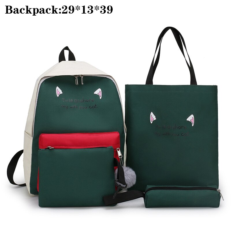 Lindas Mochilas escolares de colores mezclados para adolescentes, chicas, Mochilas para niños, bolsa de viaje, 4 unidades, Mochilas escolares de: green