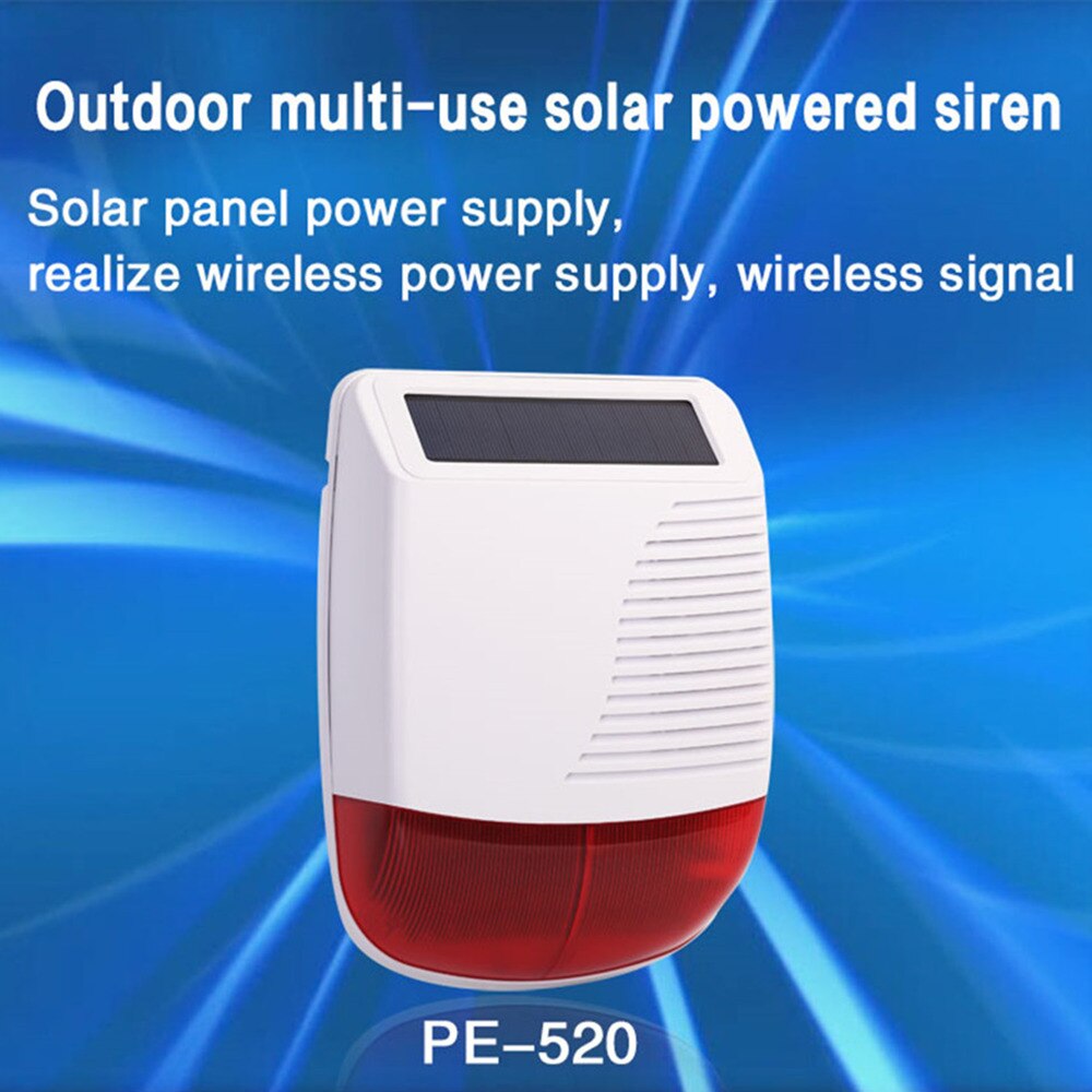 433 mhz trådløs lys flash strobe udendørs soltæt vandtæt sirene til indbrudstyv wifi gsm hjem sikkerhed alarmsystem: Hvid