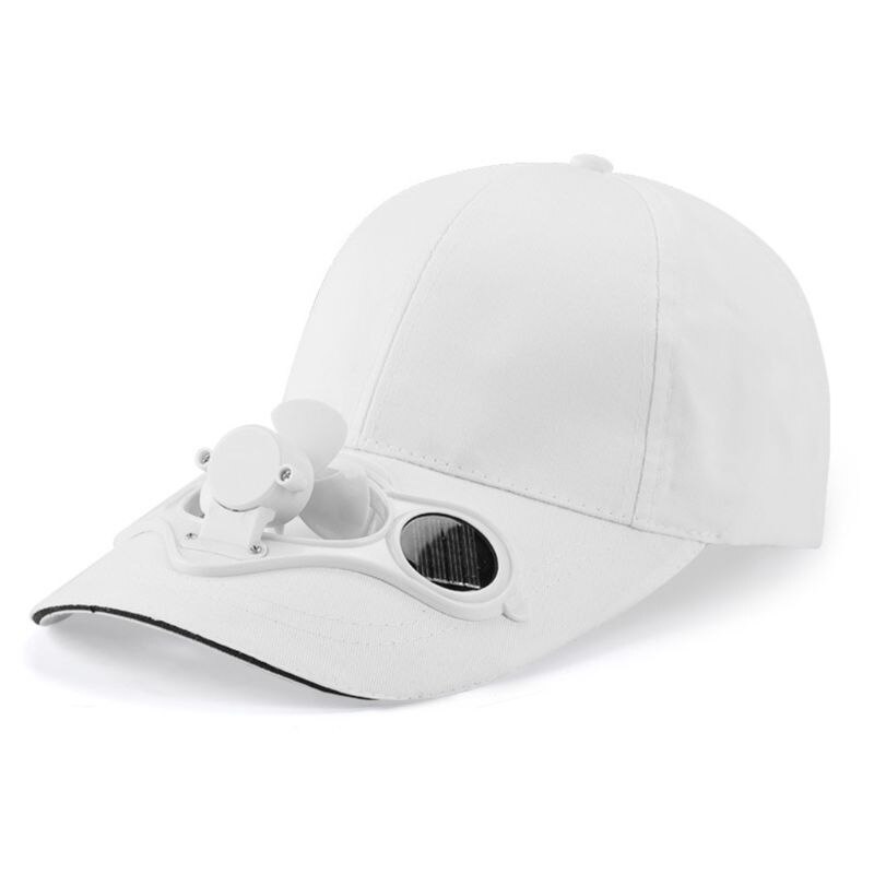 Zomer Zonnepaneel Aangedreven Ventilator Baseball Cap Outdoor Pet Zonneklep Hoed N58F: WHITE