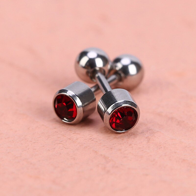 1 paar Medizinische Edelstahl Kristall Schraube Runde Ball Stud Ohrringe Ohr Knochen Nagel Knorpel Ohrring Ohr Piercing Körper Schmuck: Color 1