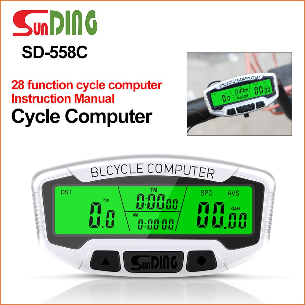 Suding Fiets Computer Draadloze Digitale Lcd Backlight Road Snelheidsmeter Stopwatch Snelheidsmeter Fiets Accessoires SD-558C