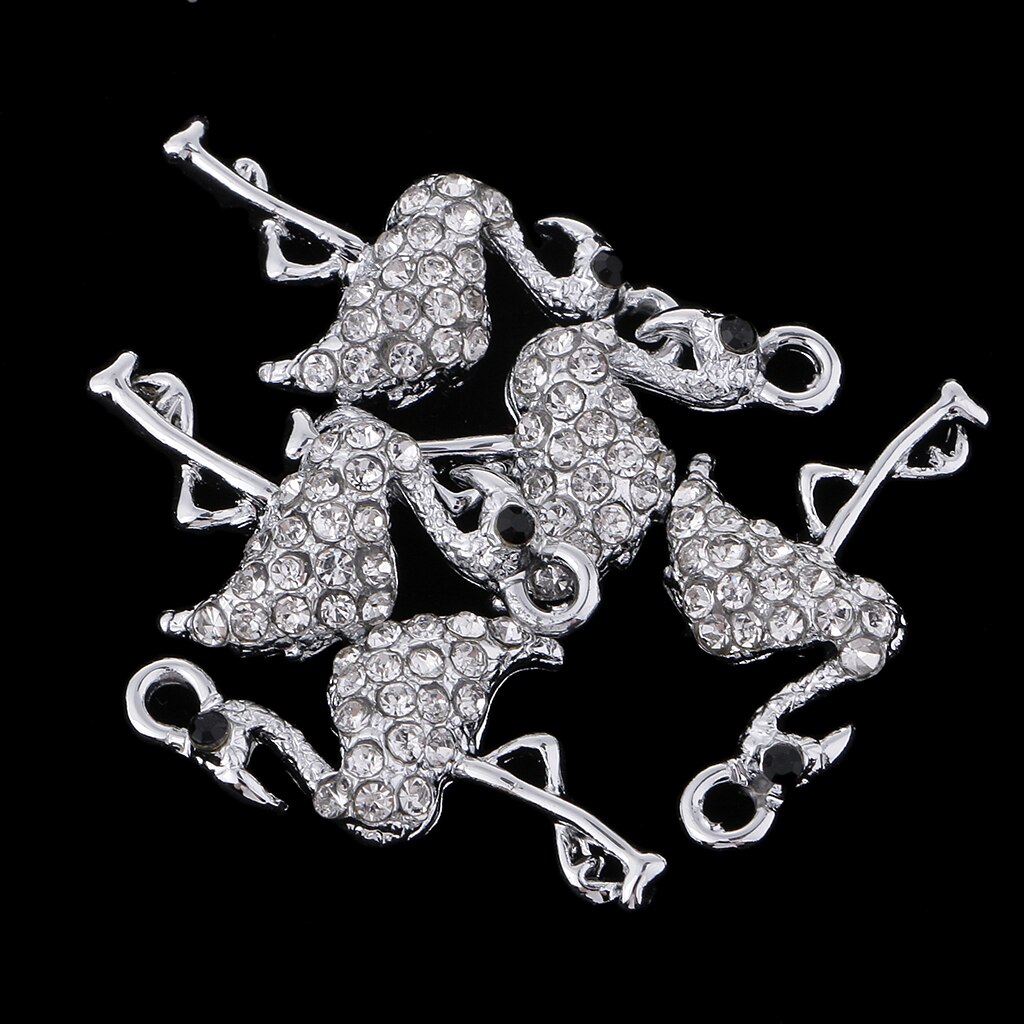 5 Stuks Legering Kristal Flamingo Hangers Diy Sieraden Maken Charms Bevindingen