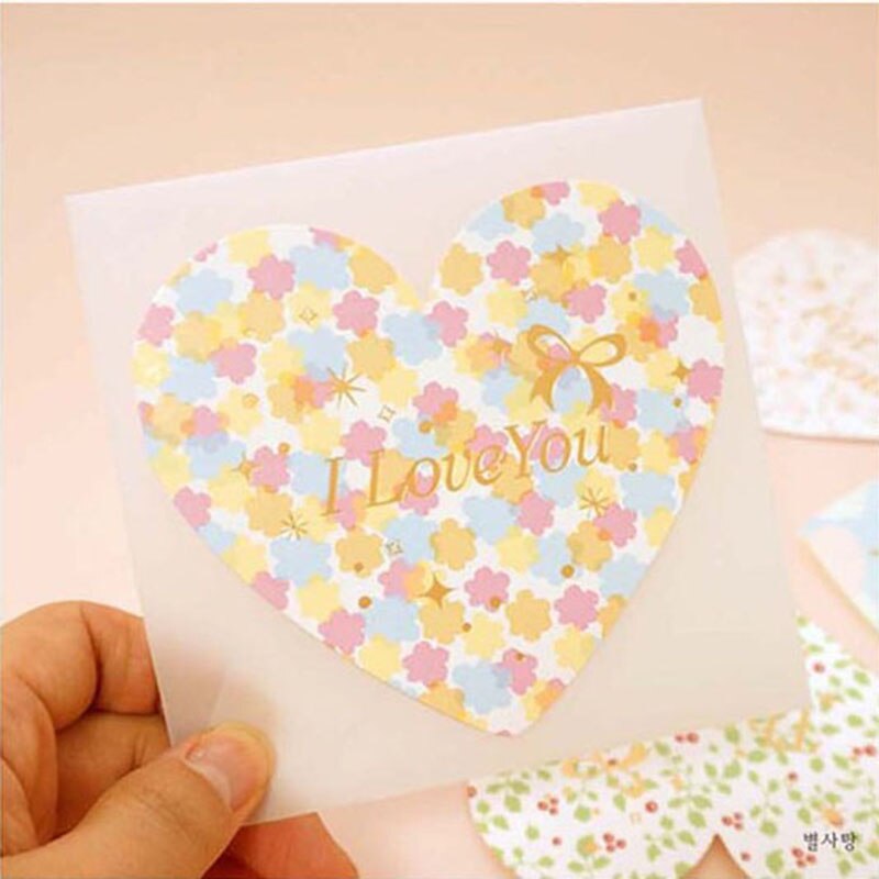 2pcs Love Greeting Cards Message Write Notepad Thank You Blessing Cards Festival Valentines Paper Card+Envelop+Seal Sticky