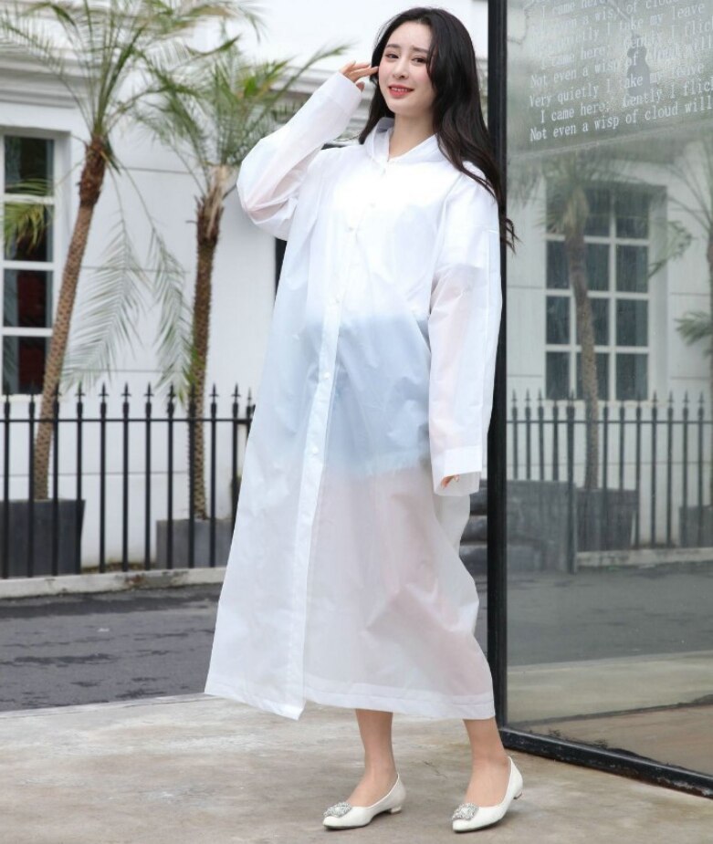 Adult/Kid Wegwerp Waterdichte Jas Clear Pvc Regenjas Regenjas Hooded Poncho Regenkleding: adult white