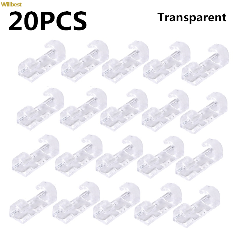 2/ 20 Wire Cable Management Organizer Desktop &amp; Workstation Cord Clips Management Holder Data Telephone Line Cable Winder Sleeve: Transparent-20PCS