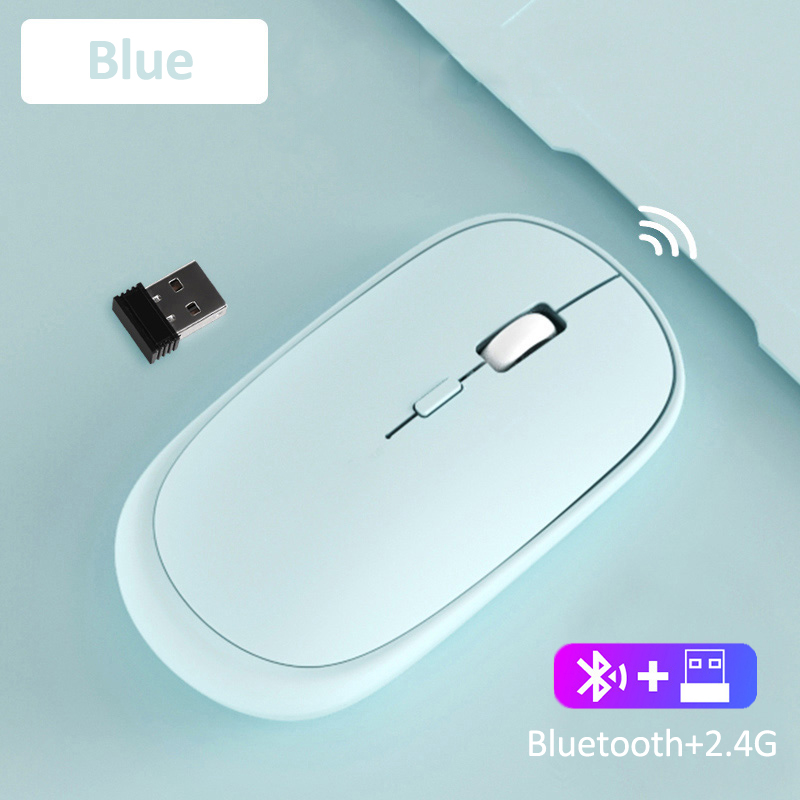 Bezprzewodowa mysz akumulator Bluetooth cichy ergonomiczny komputer dla ipada Mac Tablet Macbook Air Laptop PC Gaming Business Office: Blue