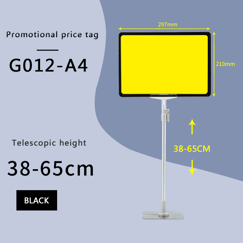 Cartel vertical A5 para exhibición de frutería, cartel publicitario para almacén, supermercado, etiqueta de precio, soporte de exhibición: Black A4 G012