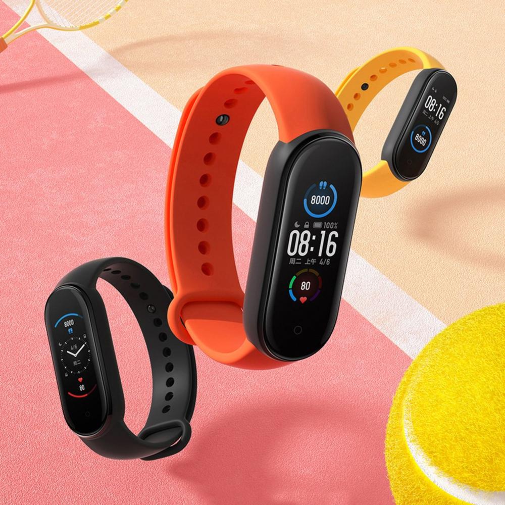 Auf Lager Xiaomi Mi Band 5 Bluetooth 5,0 Sport Wasserdichte SmartBand Fitness Herz Rate Überwachung AMOLED Bildschirm Miband 5