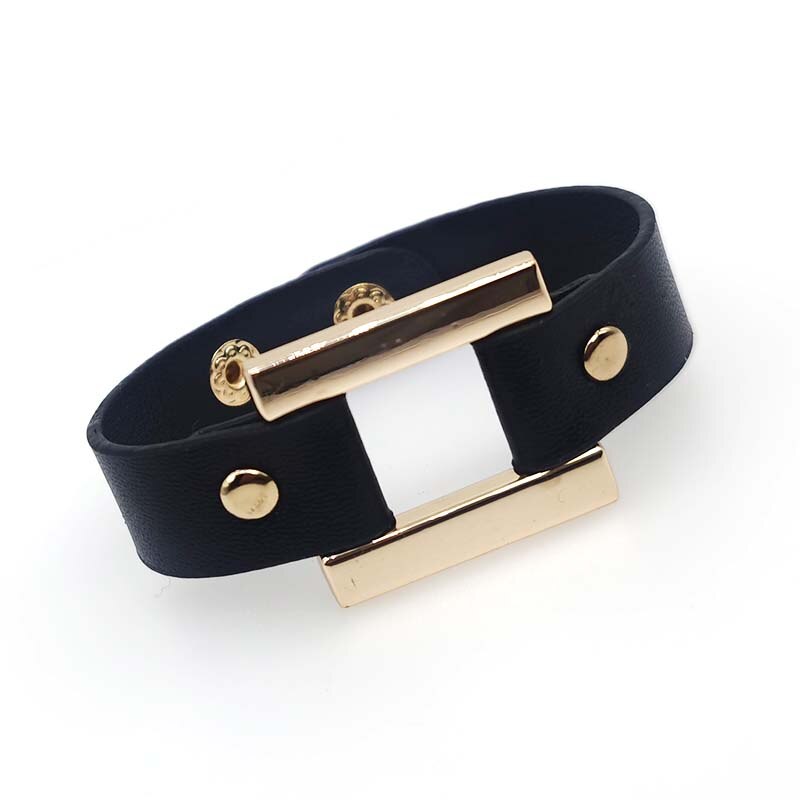 D&d læderarmbånd til kvinder bred cirkel spænde charme justerbar wrap armbånd smykker: 1