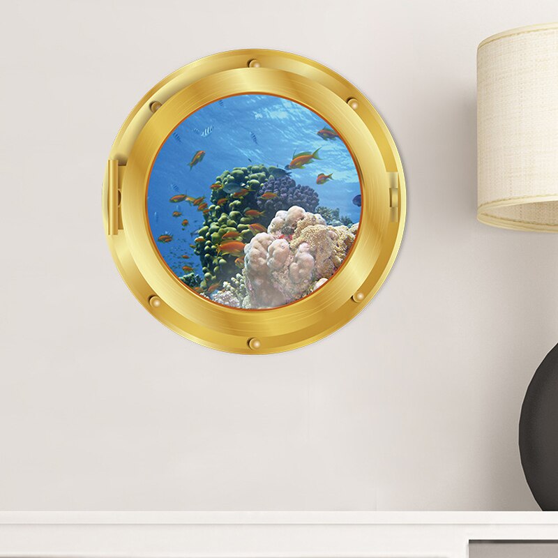 'de beste' realistische raamstickers met 3d zeewerelden, pvc-behang met een diameter van 29cm voor decoratie in de woonkamer of slaapkamer 8: Koraal