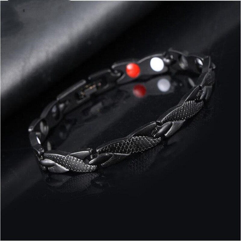4 in 1 mænd kvinder sundhed energi armbånd armbånd til gigt snoet sundt magnetisk armbånd til kvinder power therapy magneter: Twistblack