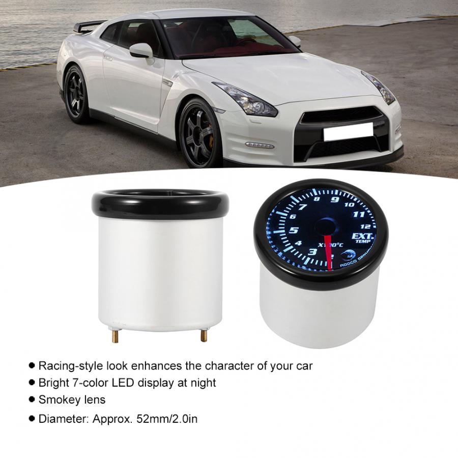 Colorful LED Car Exhaust Gas Temp Gauge Ext Temp Meter EGT Sensor 52mm/2.0in Exhaust Temperature Gauge