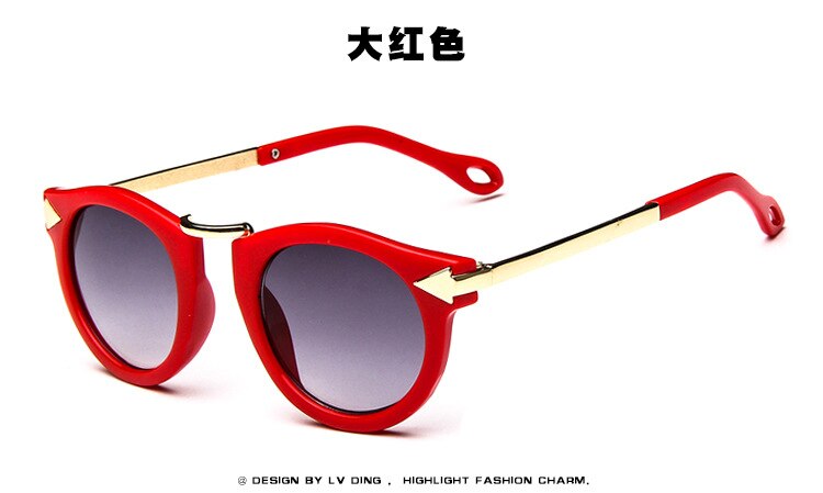 Baby Boys Girls Kids Sunglasses Vintage Round Sun Glasses Children Arrow Protection Oculos De Sol Gafas: red
