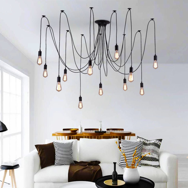 KARWEN-lampe suspendue industrielle en forme d'araignée, Edison, E27, nordique, longueur 120/150/200cm