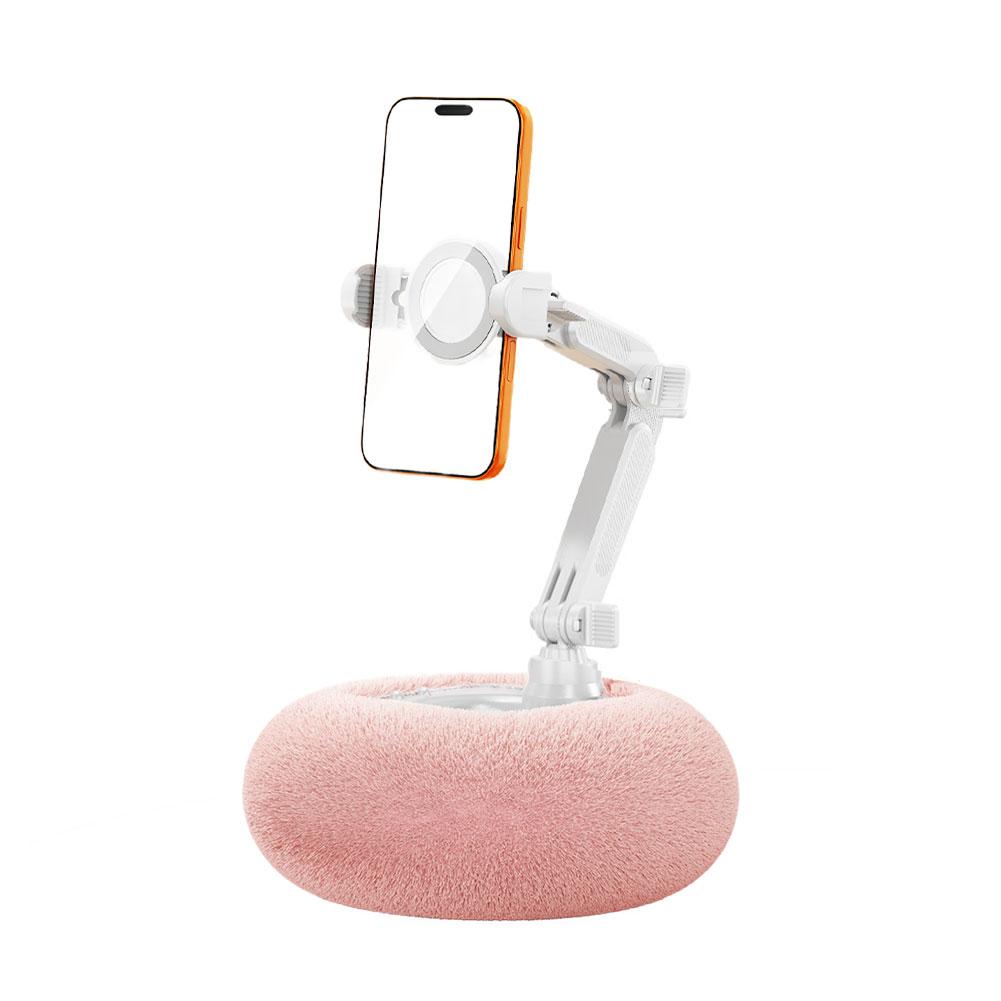 Faltbarer Plüsch-Handyhalter, drehbar, für Auto, Sofa, Bett, Lazy Holder für Handy und Tablet, Kissenständer, verstellbar zum Lesen im Bett: Grün