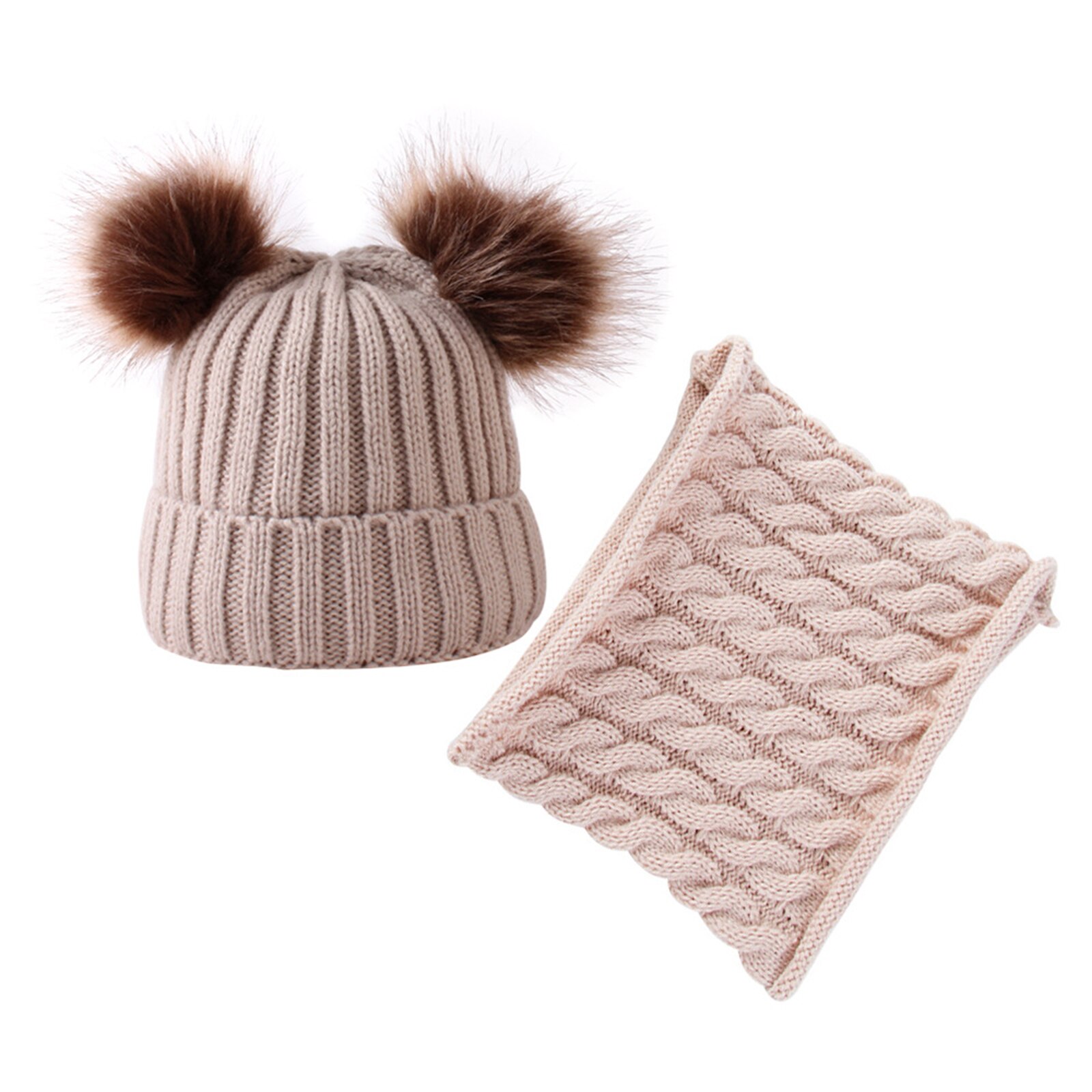 Gorro conjunto de gorro y bufanda para bebé sombreros de niño PUNTO DE Navidad guantes bonitos cálidos de dos piezas guante de invierno blanco primavera otoño chico chica gorra: Beige