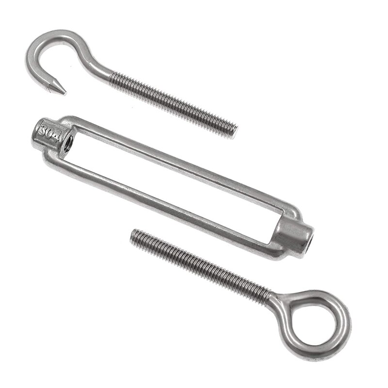 10 Pcs M6 304 Rvs Spanschroef Schroef Haak Verstelbare Draad Touw Spanning Draw-In Bolt (Haak &amp; eye)