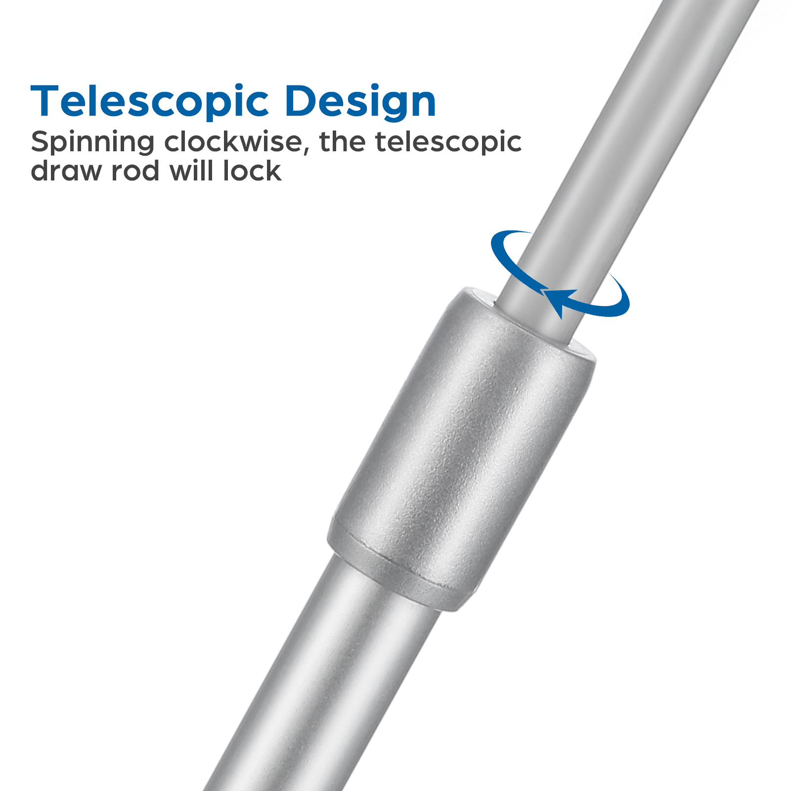 24-Zoll-Teleskop-Jalousie aus Aluminiumlegierung, robuste einziehbare Stange für Vorhänge, Jalousien, Öffner, Zubehör, vertikal