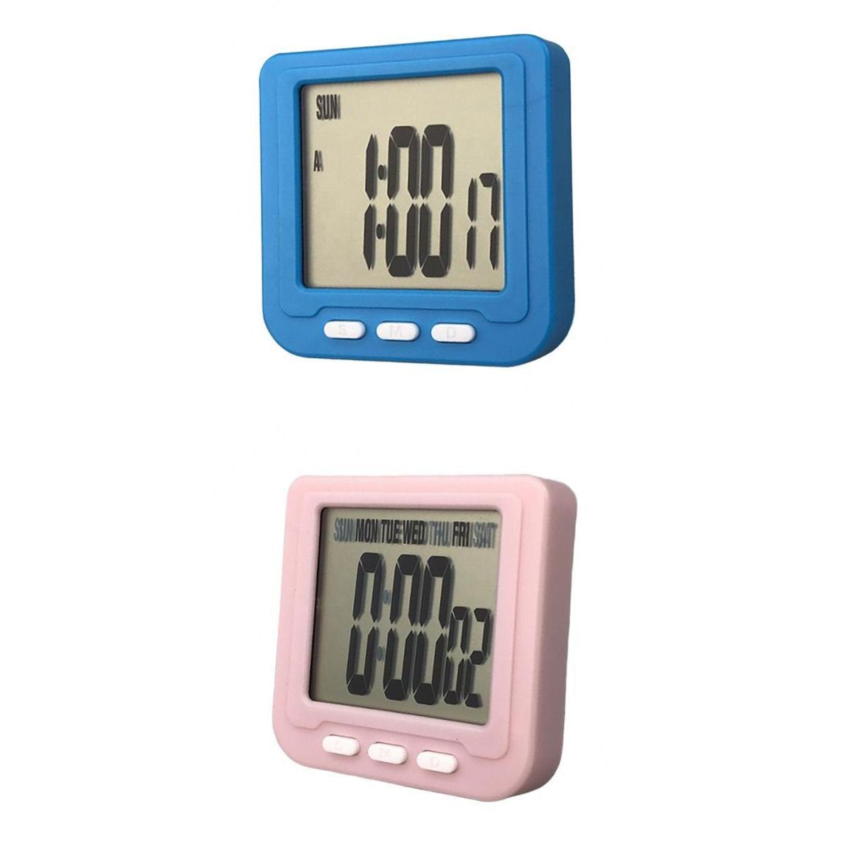 2x Small Alarm Clock Simple Bedside Clock Baking Timer Travel Clock