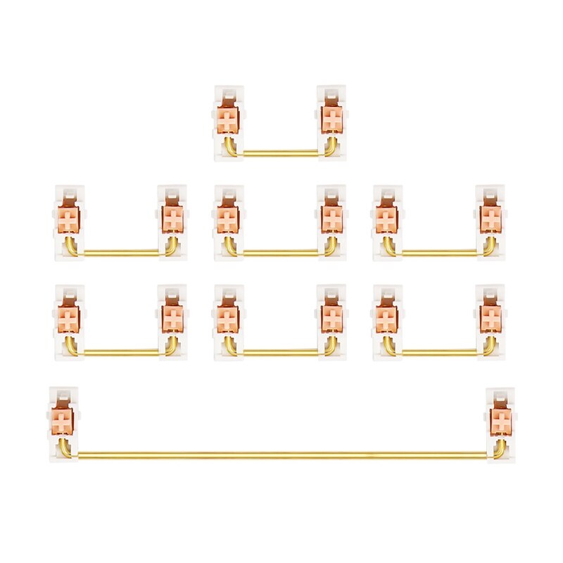 Gold Plated Plate Mounted Stabilizer for Custom Mechanical Keyboard 2U 6.25U (White Pink): white