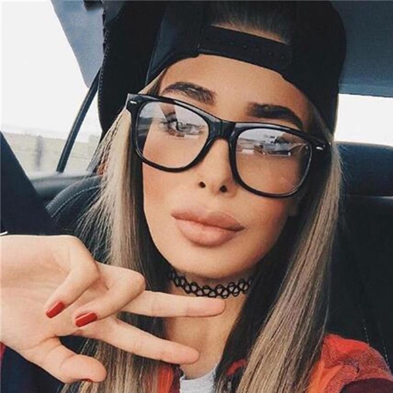 Retro Zwarte Vierkante Glazen Luxe Brilmontuur Vrouwen Mannen Transparante Bijziendheid Nerd Bril Clear Lens Optische Brillen Frame