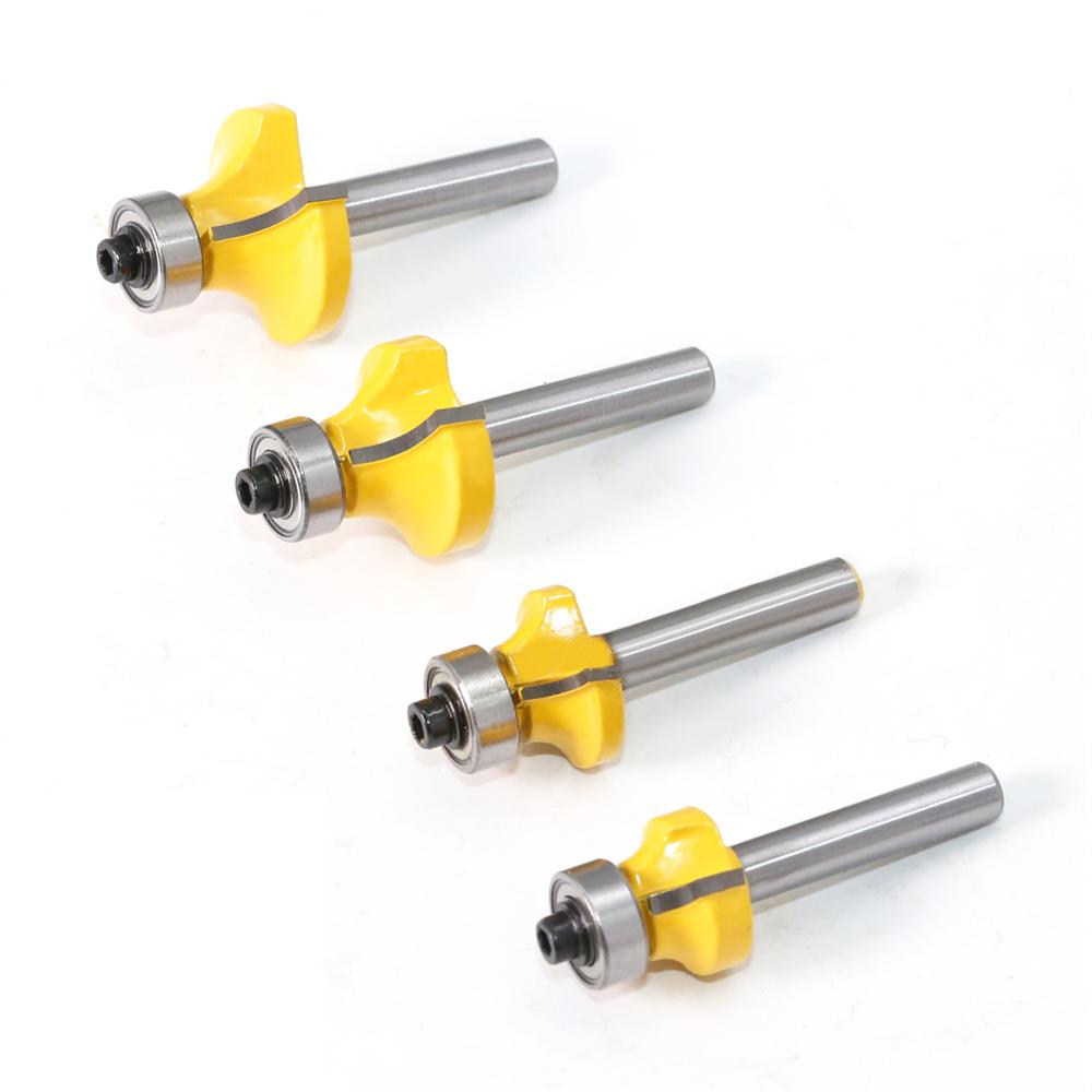 1pc 1/4 Shank Rounding Over Bit Corner Router Bit with Bearing for Wood Woodworking Tool CNC Tungsten Carbide Milling Cutter