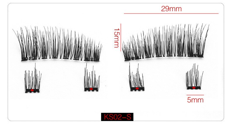 Magnetic Eyeashes with 2 Magnet Tweezers Set Natural False Eyelash Acrylic Box Packaging Magnet Lashes Makeup Tool: KS02 Lashes