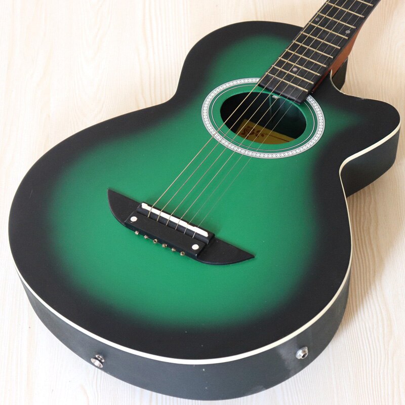 Round back 38 inch stock basswood top electric acoustic guitar 6 string folk guitar with small flaws without truss rod