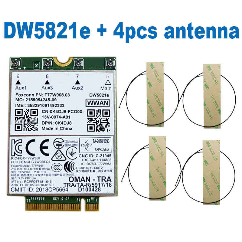 4G LTE T77W968 DW5821e X20 LTE Cat16 1Gbps FDD-LTE TDD-LTE 4G Module For Dell 5420 5424 7424 7400 Laptop T77W968: Beige
