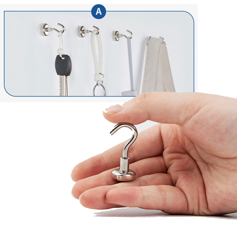 10 stk magnetkroker kraftkrok magnetholder supertung neodym sjeldne jordkrok 10mm d12mm d16mm holde opp  til 1.5kg 2kg 5.5kg