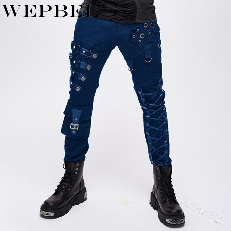 Wepbel kvinder punk pencil bukser kvinder bukser gotisk tøj med metal dekoration rock lynlås bukser