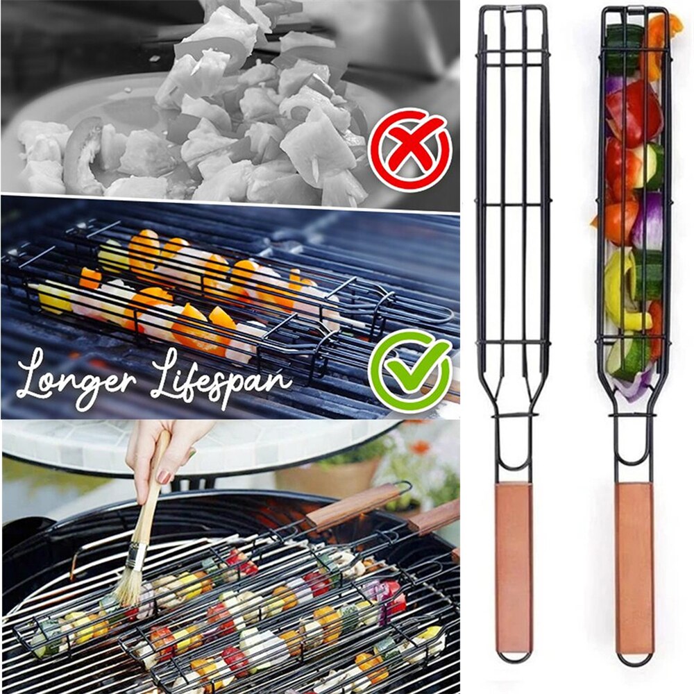 Mallas de malla de acero inoxidable para barbacoa, asador de pescado portátil, herramientas para cesto, accesorios de cocina Y5 #, 1/2 unidades