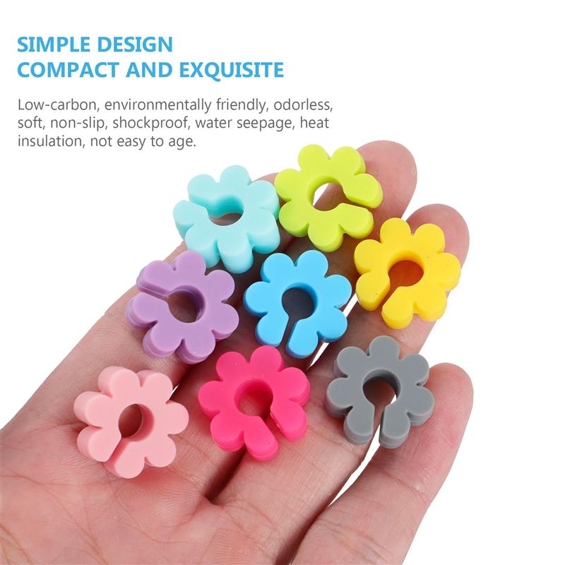 Marqueurs de verre à vin en Silicone en forme de fleur, 8 pièces, breloques en verre à vin, pour Bar de cuisine, couleurs assorties