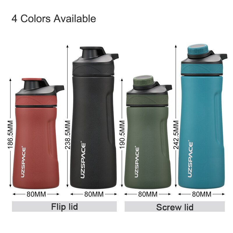UZSPACE Thermos Stainless Steel Vacuum Flask Cup Portable Leakproof Travel Mug 2 Style Lid Thermo Bottle With Handgrip