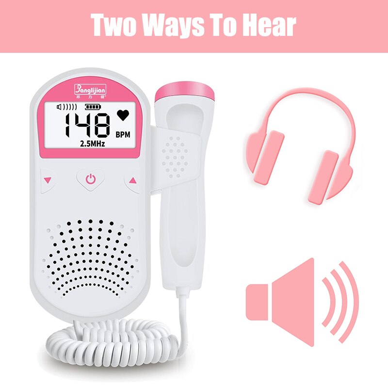 Baby Hartslag Detector Foetale Doppler 2.5M Prenatale Huishoudelijke Sonar Doppler Stethoscoop Zwangere Vrouwen Doppler Foetale Monitor