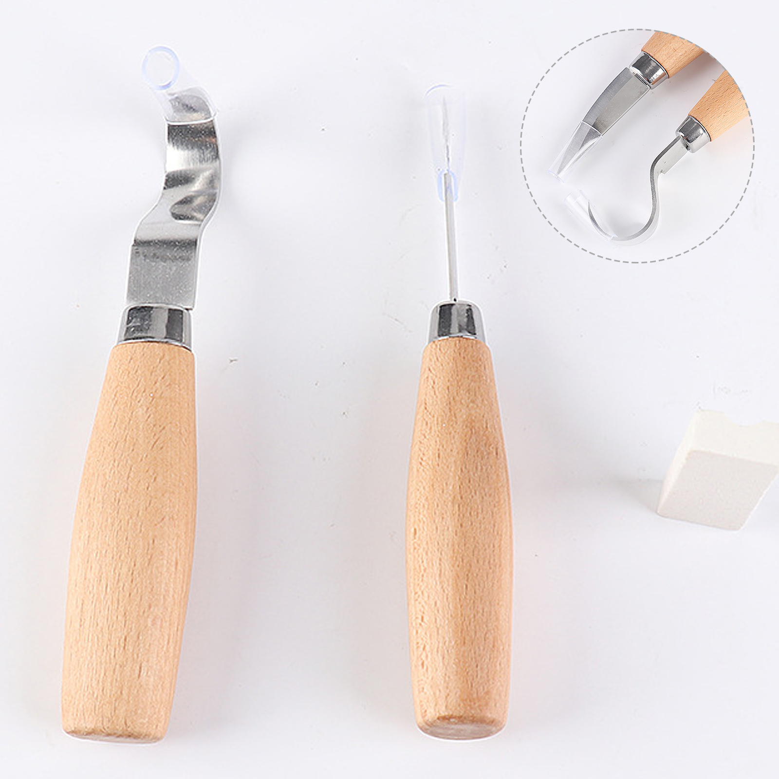 Woodworking Beech Oval Handle Scimitar Straight Knife Carving Knife Home Wood Scraper Carving Straight Knife Carving Tool