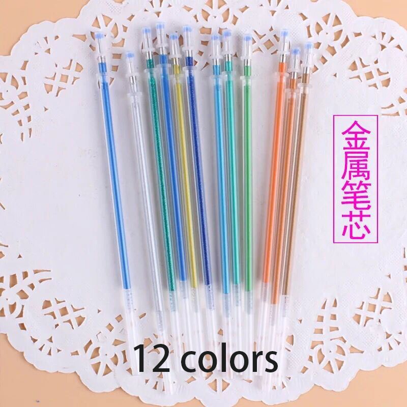 144 pcs/lot Colorful Gel Pen Refill Signature Painting Drawing Ink Refills Office School Stationery Writing Supplies: D