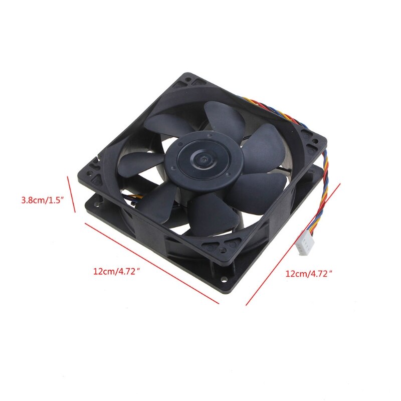 DC Brushless CPU Server Fan 12x12x3.8cm 210CFM 6000RPM 4Pin 4Wire PWM Automatic Temperature Control Cooler by QFR1212GHE
