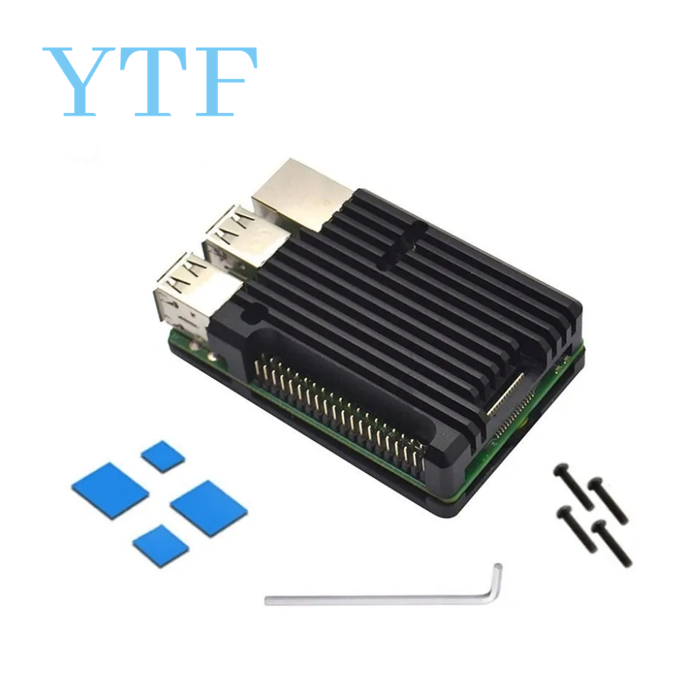 1 zestaw podwójny wentylator układ chłodzenia moduł z radiatorem dla Raspberry Pi 4B 3B + Model + (Plus): Black