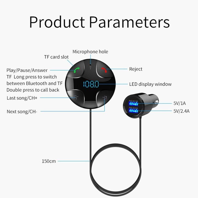 Car Kit Wireless Bluetooth FM Transmitter MP3 Player USB LCD Remote Handsfree Support U Disk TF Player