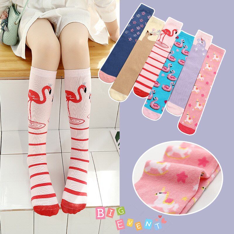 Calze per bambini calze per bambini Flamingo calze dritte per ragazze calze lunghe sopra il ginocchio calze per bambini calze al ginocchio