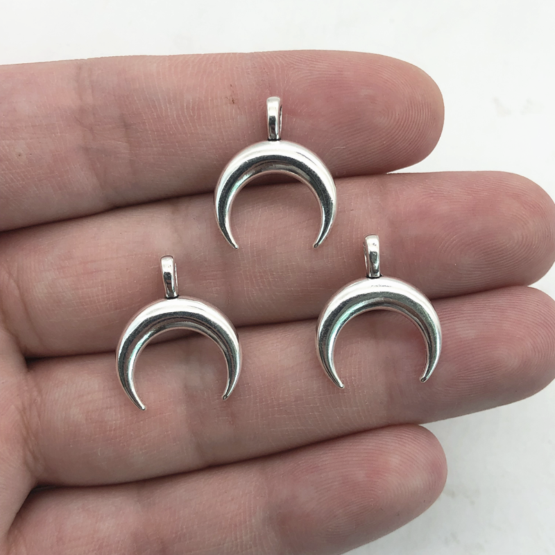 15Pcs 21X17Mm Hanger Hoorns Crescent Moon Charm Hangers Voor Sieraden Maken Diy Oorbel Maan Hangers Handgemaakte accessoires