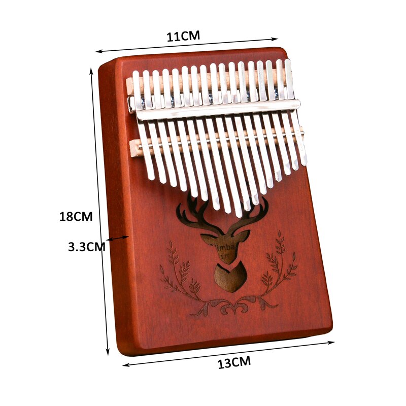 Mbira-instrumento Musical de madera de caoba africana, instrumento de percusión de 17 teclas con dedo, Sanza Mbira Carlimba, fácil de jugar con libro de aprendizaje