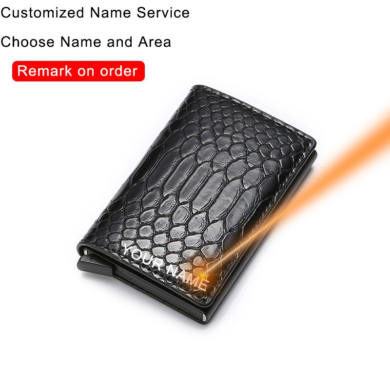 Rfid Women Credit Card Holder Aluminium Metal Wallet Ladies Mini Slim Business ID Card Holder Case Bag Cardholders pass holder: Black (Customized)