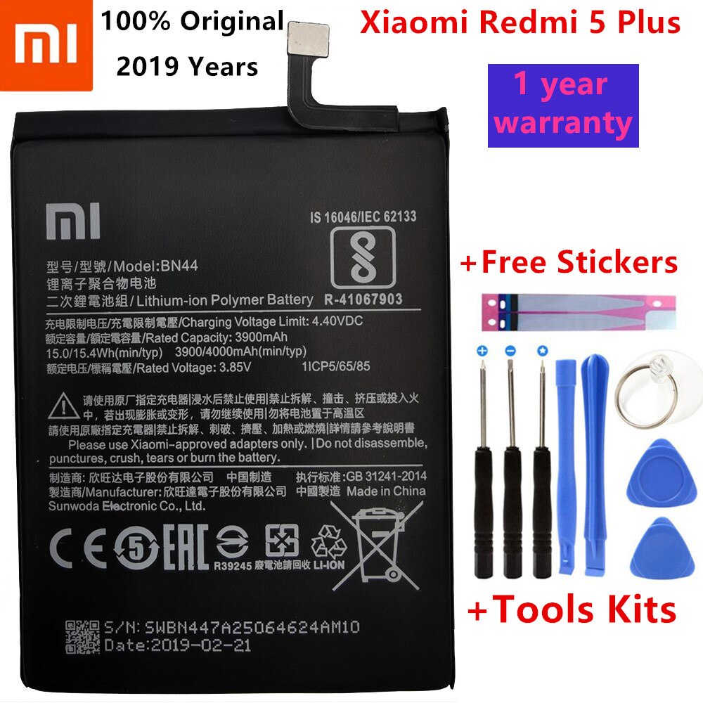 Xiao Mi Original Phone Battery For Xiaomi Redmi Note 4 5 4X 3 Pro 3S 3X 4X Mi 5 4A Note 5A / Pro 5 Plus Replacement batteries: BN44 Redmi 5 Plus