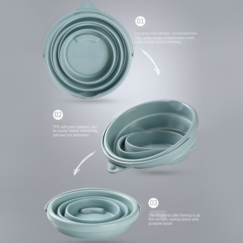 Household Portable Foldable Bucket Plastic Portable Bath Dolly Tub Travel &amp; Outdoor Car Wash Water Storage Tank